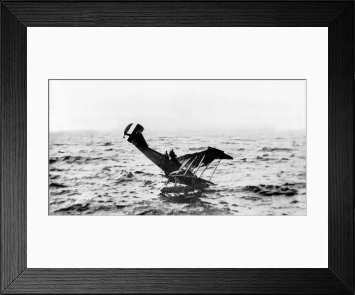 Framed Print : World War One German hydroplane disguised in American colours which was shot down by Framed Print : World War One German hydroplane disguised in American colours which was shot down by
