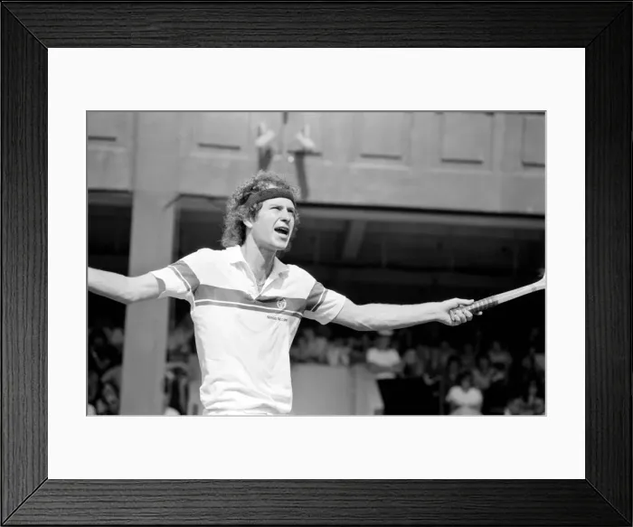 Framed Print : John McEnroe v Tom Gullikson, first round match at Wimbledon on Court Number One Framed Print : John McEnroe v Tom Gullikson, first round match at Wimbledon on Court Number One