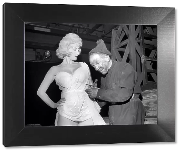 Actor Sidney James on set with Liz Fraser at Twickenham Studios were they are making
