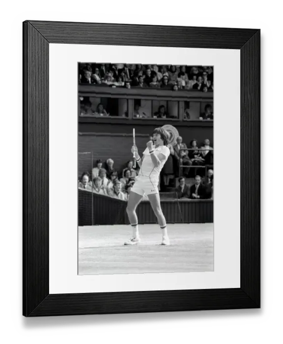 Framed Print : Wimbledon 8th Day: Frawley on Mayotte: Jimmy Connors in action today against Amritraj