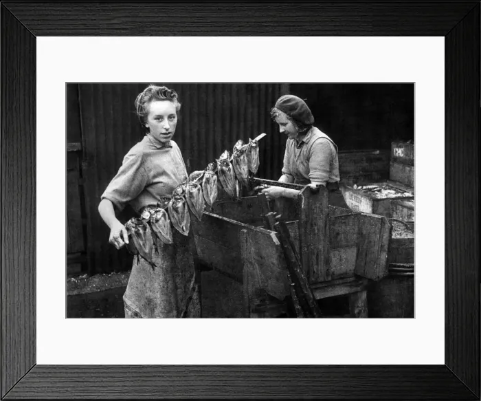 Framed Print : Fishing Industry. Fisherwomen preparing herrings to be smoked as Kipper s Framed Print : Fishing Industry. Fisherwomen preparing herrings to be smoked as Kipper s