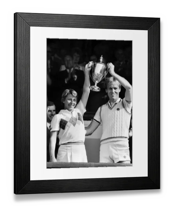 Framed Print : Wimbledon 1983: Mens Final: John McEnroe v. Chris Lewis. Winners and presentation Framed Print : Wimbledon 1983: Mens Final: John McEnroe v. Chris Lewis. Winners and presentation