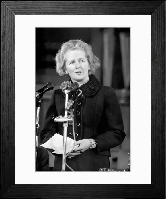 Framed Print : Mrs. Margaret Thatcher addressing the Tradesmen Conference. February 1975 Framed Print : Mrs. Margaret Thatcher addressing the Tradesmen Conference. February 1975