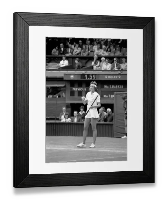 Framed Print : Wimbledon 1981: Singles: Good win for Sue Barker against Miss B. Bunge Framed Print : Wimbledon 1981: Singles: Good win for Sue Barker against Miss B. Bunge