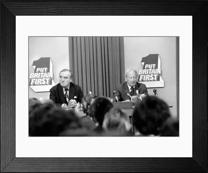 Framed Print : Tory Press Conference: William Whitelaw and Edward Heath Framed Print : Tory Press Conference: William Whitelaw and Edward Heath