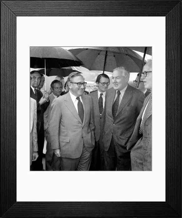 Framed Print : Dr. Henry Kissinger US secretary of state with James Callaghan. Foreign Secretary Framed Print : Dr. Henry Kissinger US secretary of state with James Callaghan. Foreign Secretary