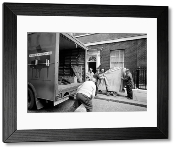 Framed Print : Mr. Edward Heaths baby grand piano is removed from No. 10 Downing Street. After Mr