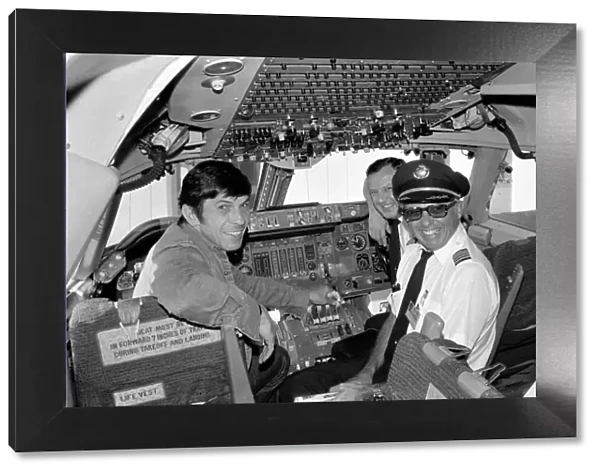 Actor: Leonard Nimoy in Cockpit of T. W. A. Jumbo Jet with 1st officer Steve Roby