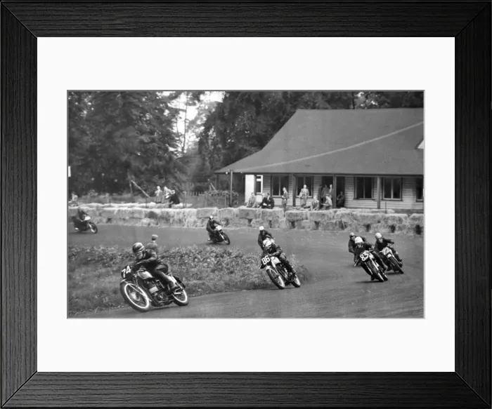 Framed Print : Motor bike races at Oulton Park in Cheshire. October 1953