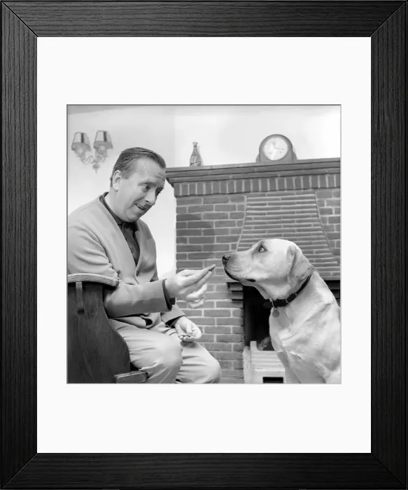 Framed Print : TV actor Hugh Lloyd seen here at home with his Framed Print : TV actor Hugh Lloyd seen here at home with his