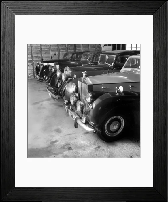 Framed Print : A collection of Veteran Rolls Royce cars stored in a Nissen hut. 1963 Framed Print : A collection of Veteran Rolls Royce cars stored in a Nissen hut. 1963