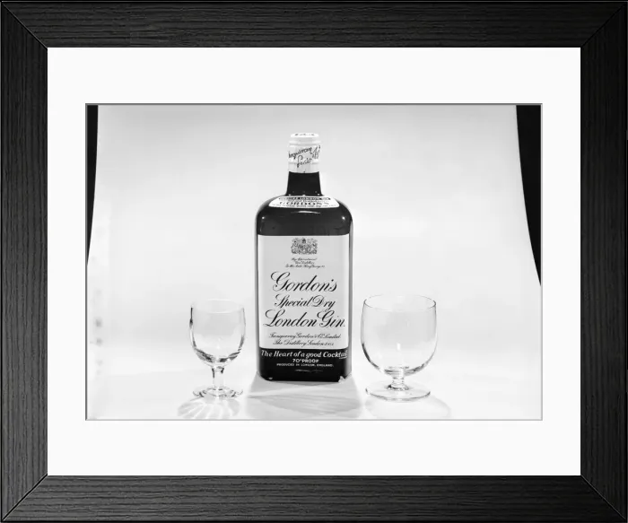 Framed Print : Bottles of wines and spirits with glasses. 1959 D69 Framed Print : Bottles of wines and spirits with glasses. 1959 D69