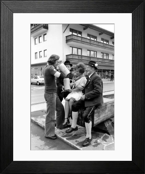 Framed Print : Chris Ward with people from the village of Ruhpolding, wearing their national costume Framed Print : Chris Ward with people from the village of Ruhpolding, wearing their national costume