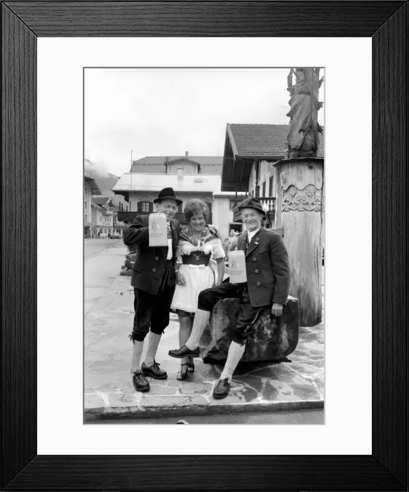 Framed Print : Chris Ward with people from the village of Ruhpolding, wearing their national costume Framed Print : Chris Ward with people from the village of Ruhpolding, wearing their national costume