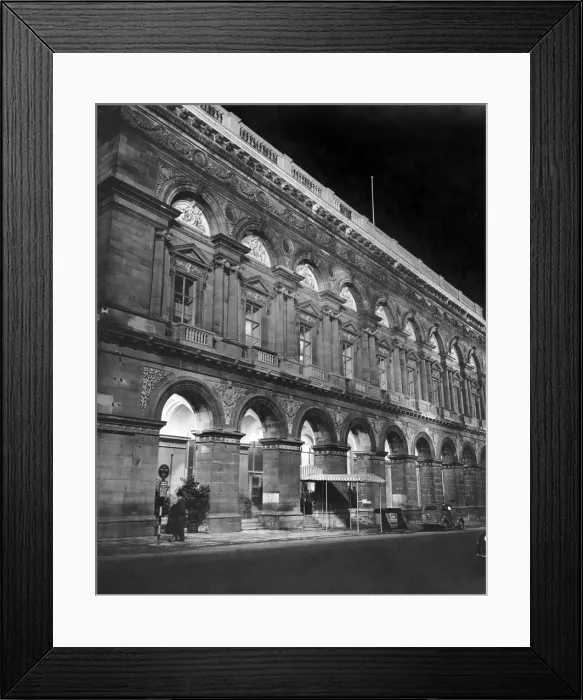 Framed Print : The Free Trade Hall floodlit prior to the opening by Her Majesty the Queen Framed Print : The Free Trade Hall floodlit prior to the opening by Her Majesty the Queen