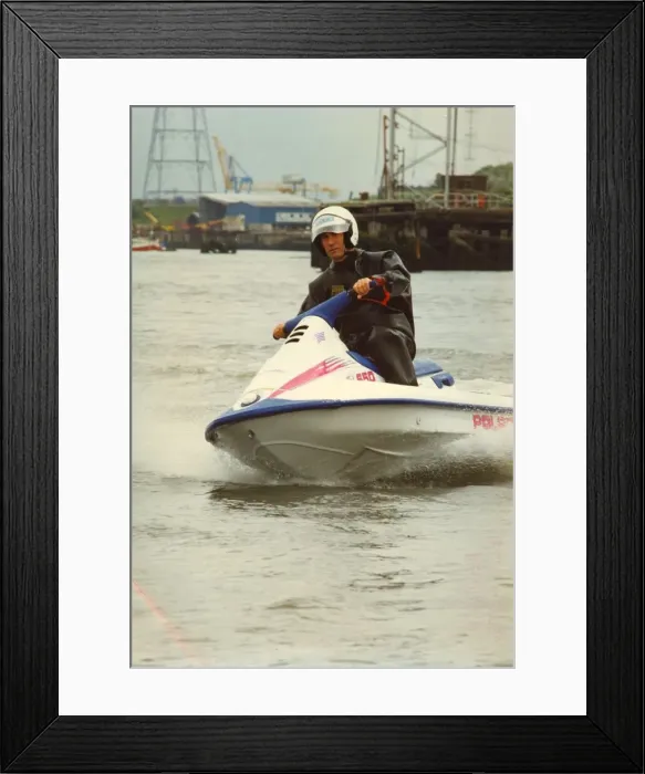 Framed Print : Instructor Tim Shaw puts the new police jet ski through its paces on the river Tyne Framed Print : Instructor Tim Shaw puts the new police jet ski through its paces on the river Tyne