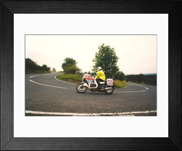 Framed Print : Police officer Dave Lyall patrols the A686 between Haydon Bridge Framed Print : Police officer Dave Lyall patrols the A686 between Haydon Bridge