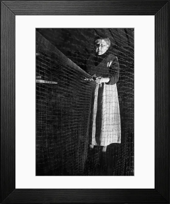 Framed Print : Lady of the Nets'She has been doing this for 40 years, Mr. F. H Framed Print : Lady of the Nets'She has been doing this for 40 years, Mr. F. H