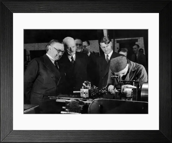Framed Print : Minister of Labour Ernest Bevin in Manchester today. He toured M. of L. training centre Framed Print : Minister of Labour Ernest Bevin in Manchester today. He toured M. of L. training centre