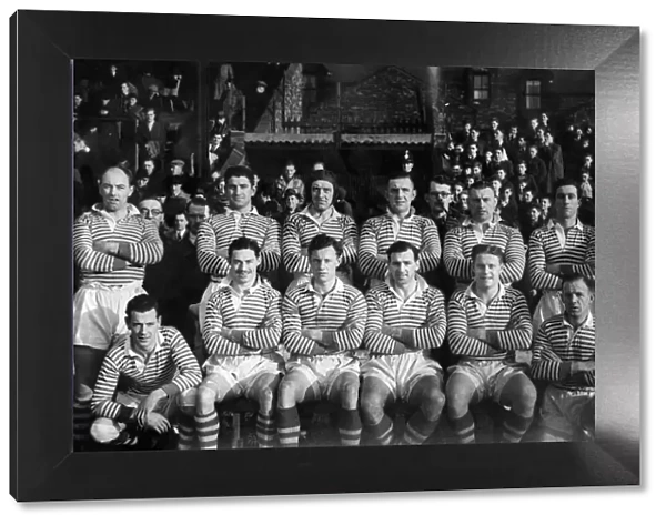 Workington Rugby league team pose for a group photograph Left to right