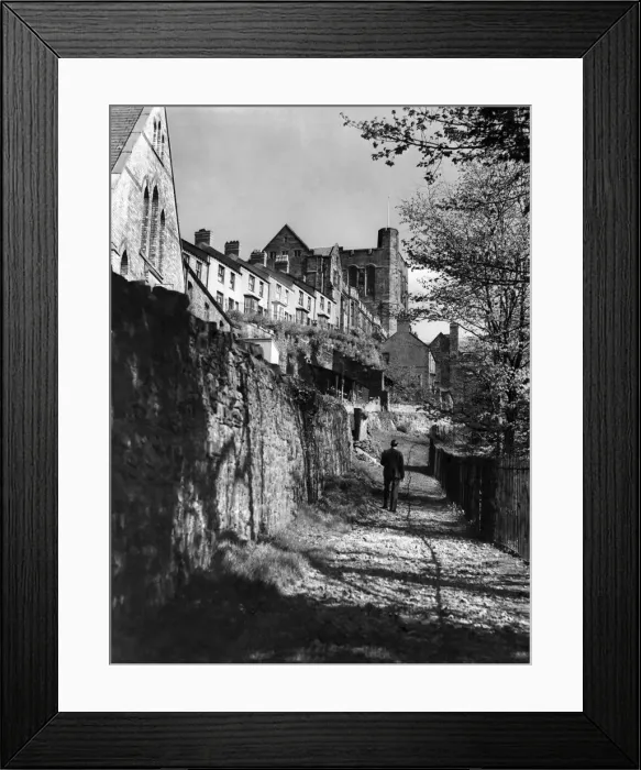 Framed Print : Man walking along the path by Bangor University. April 1949 Framed Print : Man walking along the path by Bangor University. April 1949