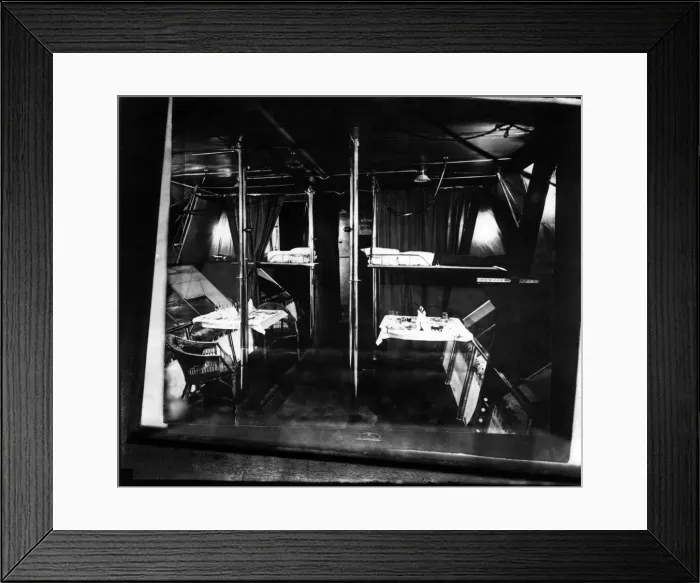 Framed Print : A passenger compartment inside the R36 airship March 1921