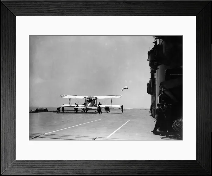 Framed Print : A Swordfish biplane on the deck of HMS Ark Royal circa 1935 Framed Print : A Swordfish biplane on the deck of HMS Ark Royal circa 1935