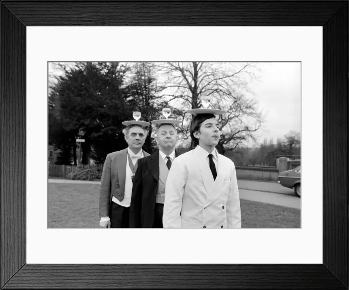 Framed Print : Humour: Ivor Spencer, Toast Master and Leslie Bartlett professional Butler held a school