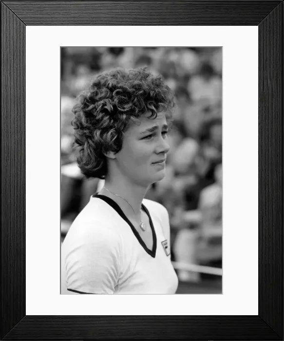 Framed Print : Wimbledon 1980. 7th day. Pam Shriver vs. B. J. King. Pam Shriver in tears at the end of Framed Print : Wimbledon 1980. 7th day. Pam Shriver vs. B. J. King. Pam Shriver in tears at the end of