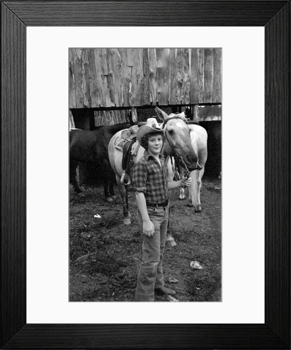 Framed Print : People: Cowboys with horses at a ranch in the USA. December 1980 80-07236 Framed Print : People: Cowboys with horses at a ranch in the USA. December 1980 80-07236