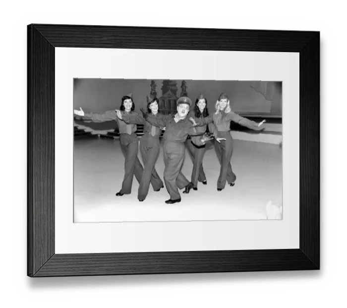 Framed Print : Comedy actor Arthur Lowe of Dads Army dancing with girls Framed Print : Comedy actor Arthur Lowe of Dads Army dancing with girls