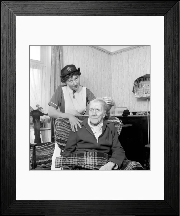 Framed Print : The District Nurse: General scenes of District Nurse Muggeride out on her rounds visit Framed Print : The District Nurse: General scenes of District Nurse Muggeride out on her rounds visit