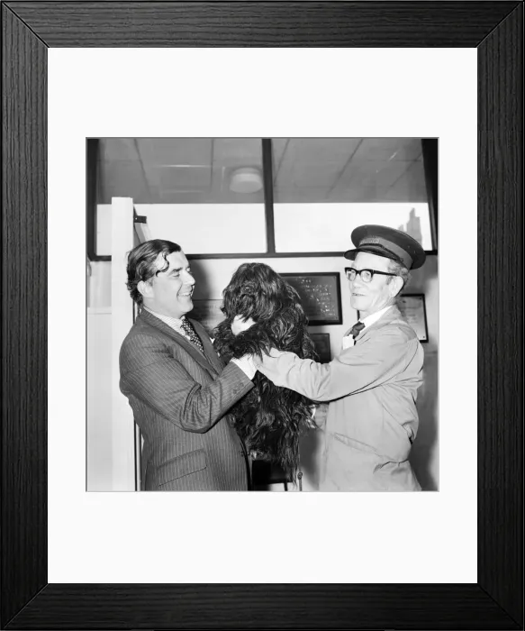 Framed Print : Mr Frank Dawson and dog. May 1975 Framed Print : Mr Frank Dawson and dog. May 1975