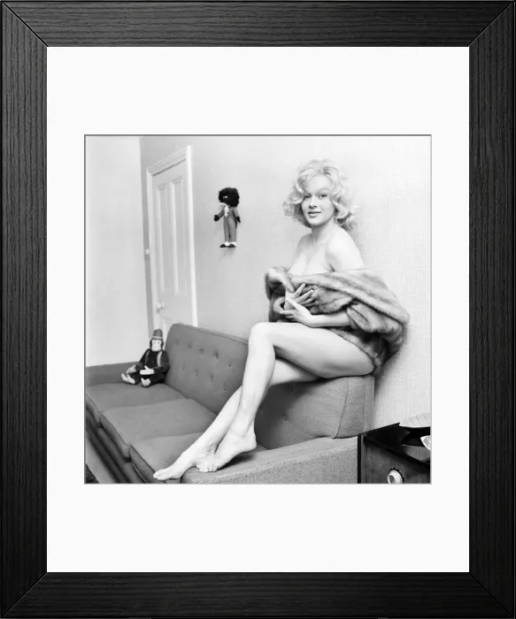 Framed Print : Clothing: Fashion: Coats. Vana Hudson models for coat. 1965 E409-002