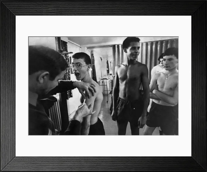 Framed Print : Young Army soldiers receive their medication in the form of injections Framed Print : Young Army soldiers receive their medication in the form of injections