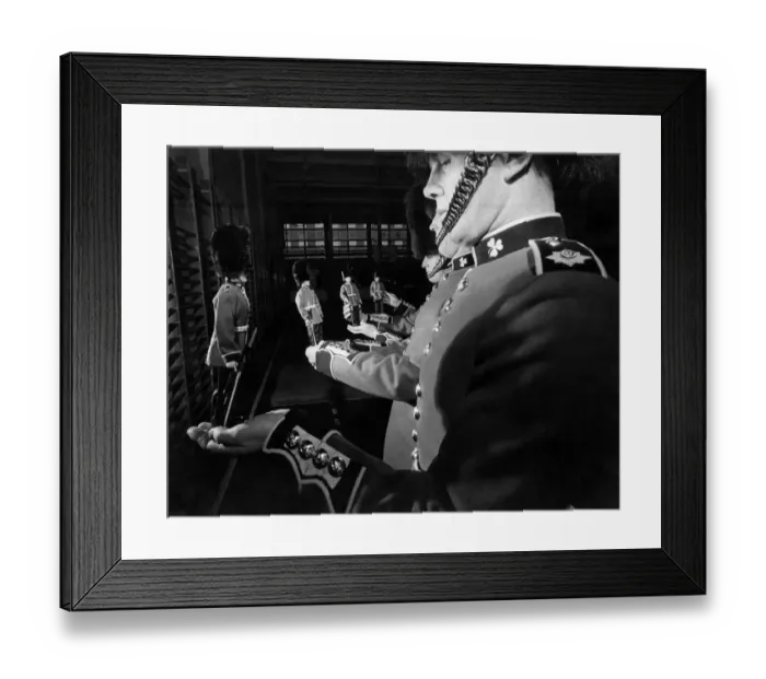 Framed Print : Army Recruiting. Guard Holding Toy Soldiers. April 1966 P035483 Framed Print : Army Recruiting. Guard Holding Toy Soldiers. April 1966 P035483