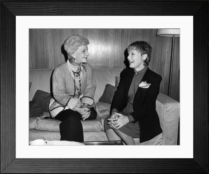 Framed Print : Mary Martin (short blonde hair) with Petula Clark at the Berkeley Hotel Framed Print : Mary Martin (short blonde hair) with Petula Clark at the Berkeley Hotel