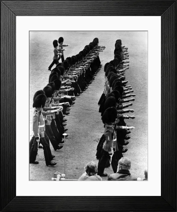 Framed Print : The Wavy Thin Red Line. Guardsmen pictured on Horse Guards Parade ground this Framed Print : The Wavy Thin Red Line. Guardsmen pictured on Horse Guards Parade ground this