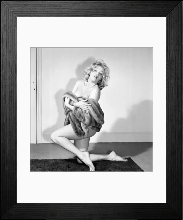 Framed Print : Clothing: Fashion: Coats. Vana Hudson models for coat. 1965 E409-005 Framed Print : Clothing: Fashion: Coats. Vana Hudson models for coat. 1965 E409-005