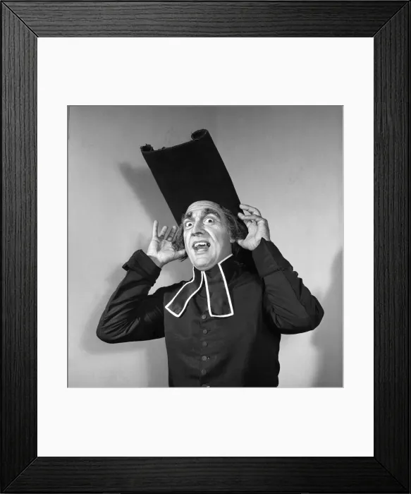 Framed Print : Actor dressed as an early 19th century pastor. 1954 A168-002 Framed Print : Actor dressed as an early 19th century pastor. 1954 A168-002