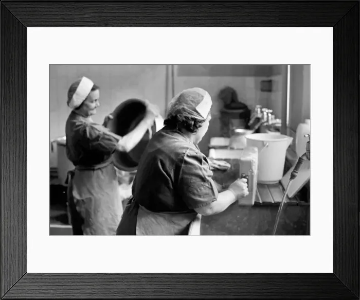 Framed Print : School Dinners. General scenes of school dinner. Ladies serving meal to pupils in Framed Print : School Dinners. General scenes of school dinner. Ladies serving meal to pupils in