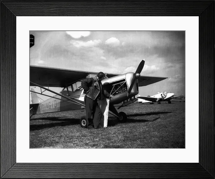Framed Print : Mad Major Christopher Draper with his Auster aircraft. May 1950