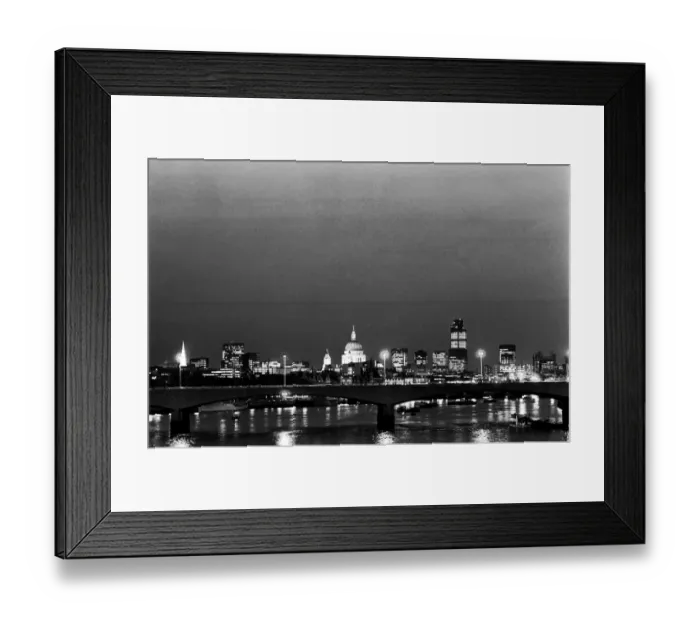 Framed Print : London City Skyline by night. February 1987 Framed Print : London City Skyline by night. February 1987