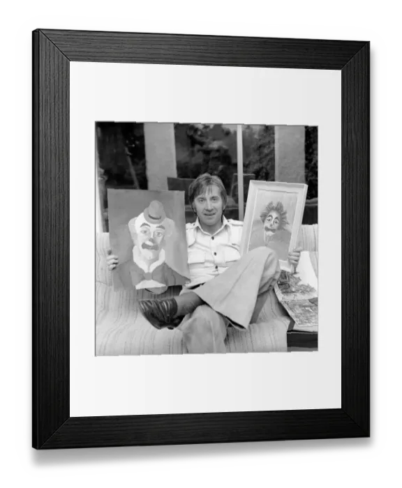 Framed Print : Vince Hill painting at home. April 1974