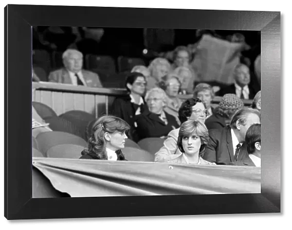 Lady Diana Spencer with Ex-King Constantine of Greece watching the Mens Singles semi