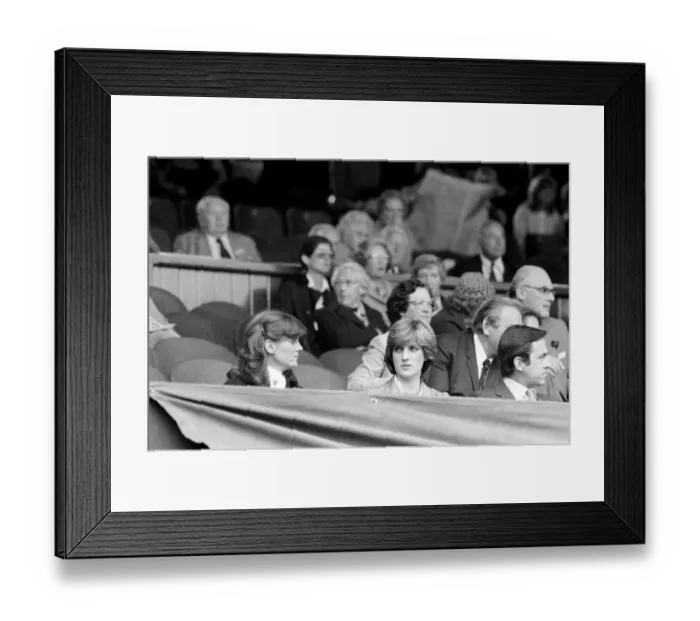 Framed Print : Lady Diana Spencer with Ex-King Constantine of Greece watching the Mens Singles semi Framed Print : Lady Diana Spencer with Ex-King Constantine of Greece watching the Mens Singles semi