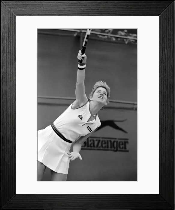 Framed Print : Wimbledon 1981: Singles: Chris Evert Lloyd in action against Miss L. Forood Framed Print : Wimbledon 1981: Singles: Chris Evert Lloyd in action against Miss L. Forood