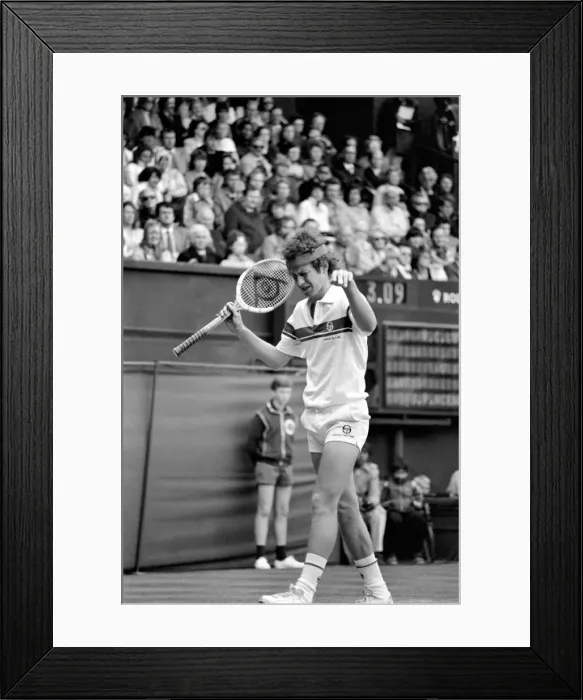 Framed Print : Wimbledon 1981: Singles: John McEnroe in action. June 1981 81-3631-038 Framed Print : Wimbledon 1981: Singles: John McEnroe in action. June 1981 81-3631-038