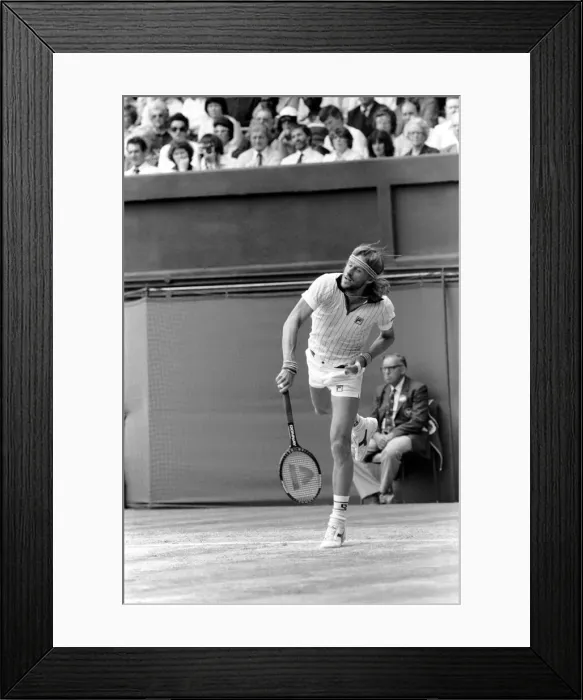 Framed Print : Wimbledon 8th Day: Frawley on Mayotte: Bjorn Borg in action today against McNamara Framed Print : Wimbledon 8th Day: Frawley on Mayotte: Bjorn Borg in action today against McNamara