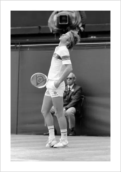 Wimbledon 1981. John McEnroe in trouble with the Umpire. July 1981 81-3764-005